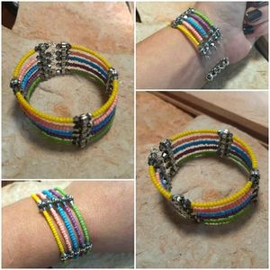 Rainbow layered cuff bracelet